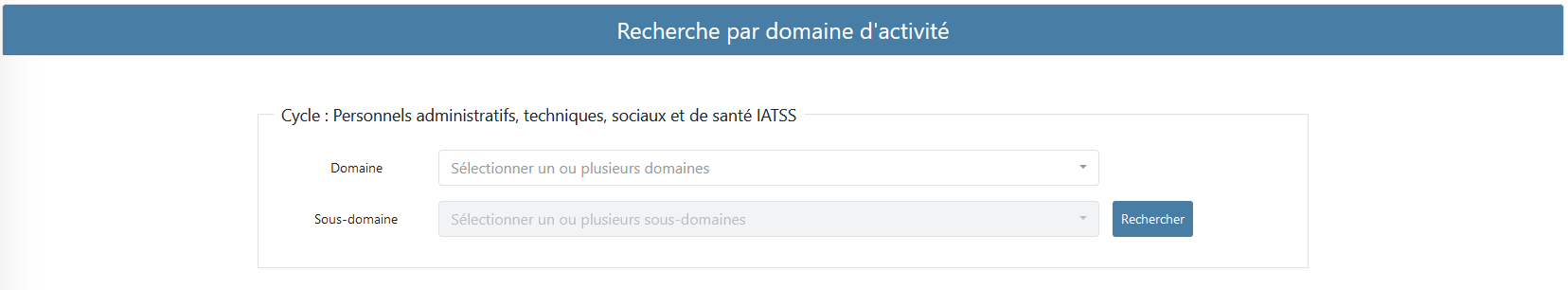 Page de recherche par domaine